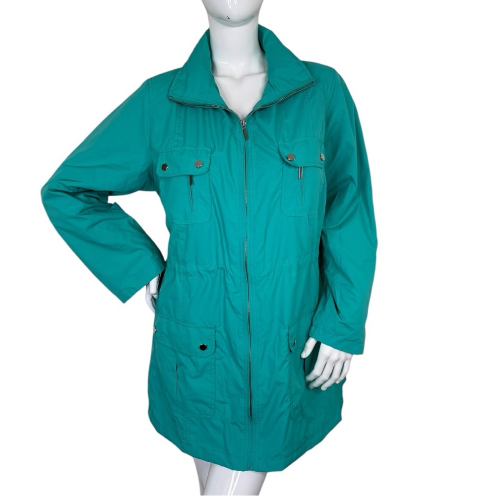 Style&Co sport teal quartz raincoat peacock sporty beautiful jacket sz 1X NWT - Picture 3 of 16